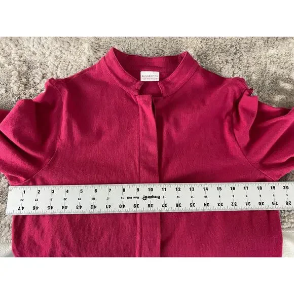 Pacificotton Size S Minimalist Cardigan Sweater Pink Long Sleeve Button - Picture 4 of 9